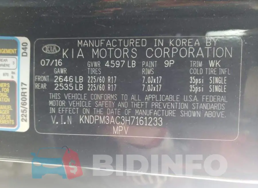 KNDPM3AC3H7161233 Photo# 10