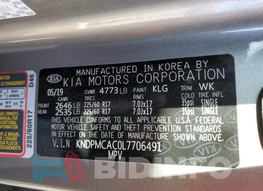 KNDPMCAC0L7706491 Photo# 12