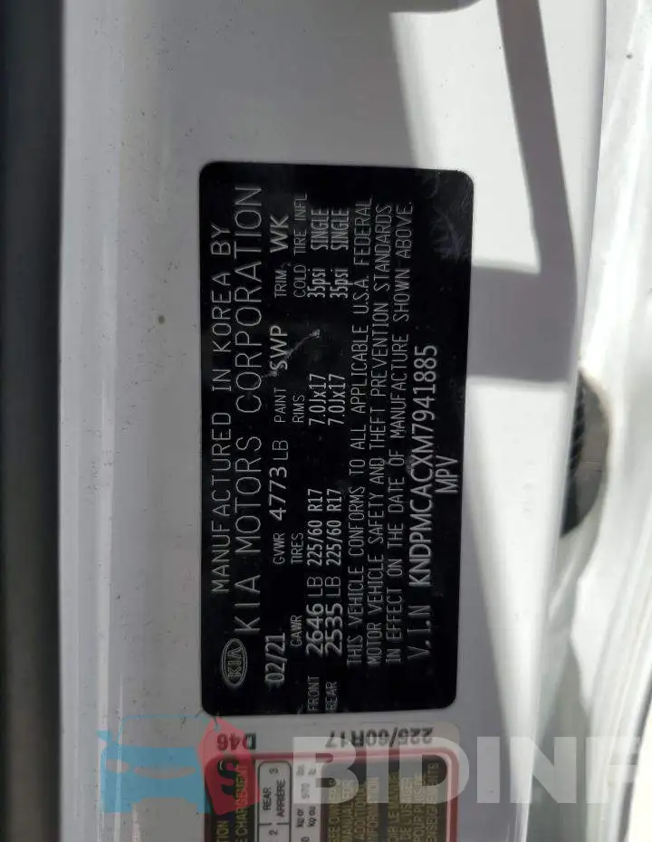 KNDPMCACXM7941885 Photo# 12