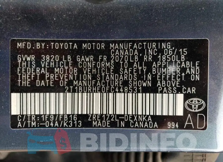 2T1BURHE0FC448531 Photo# 12
