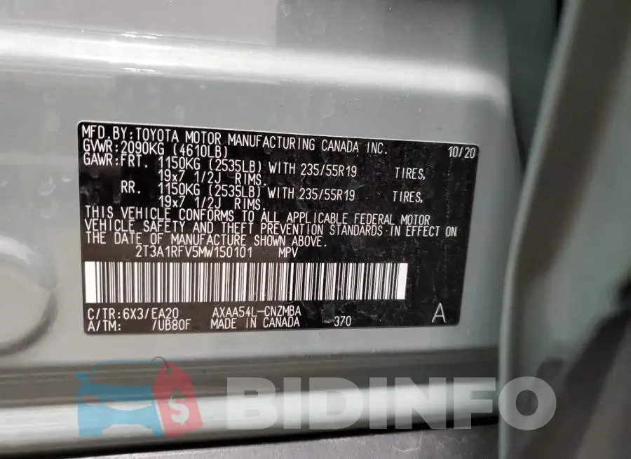 2T3A1RFV5MW150101 Photo# 13