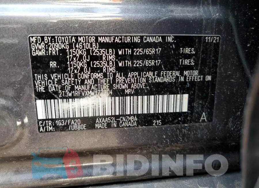 2T3W1RFVXMW177204 Photo# 13