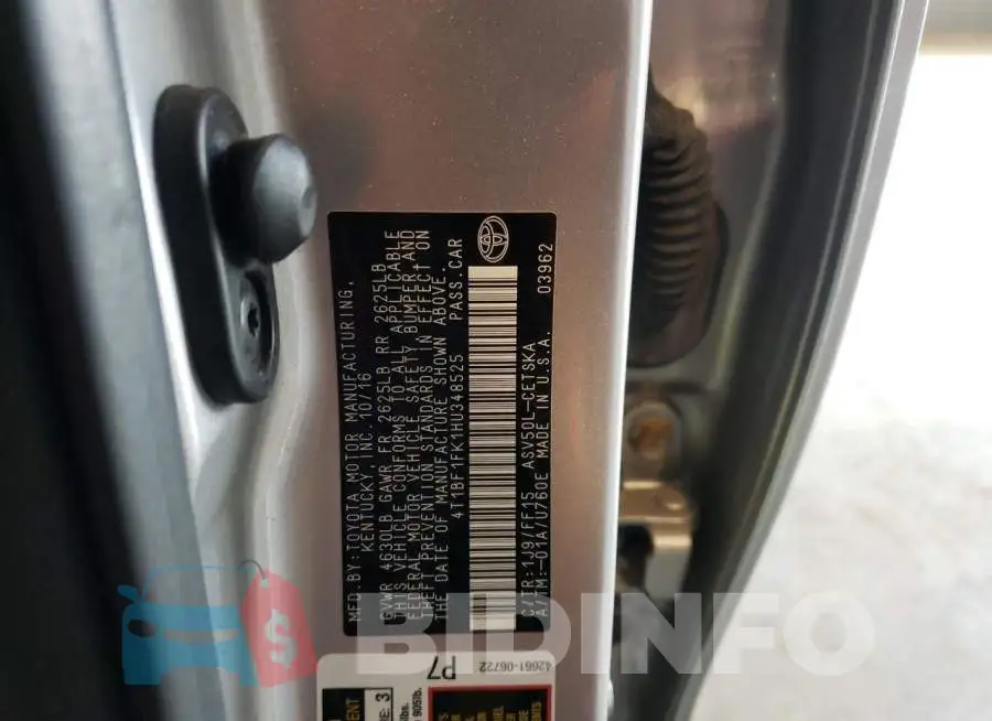 4T1BF1FK1HU348525 Photo# 12