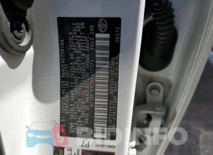 4T1BF1FK2HU417173 Photo# 12