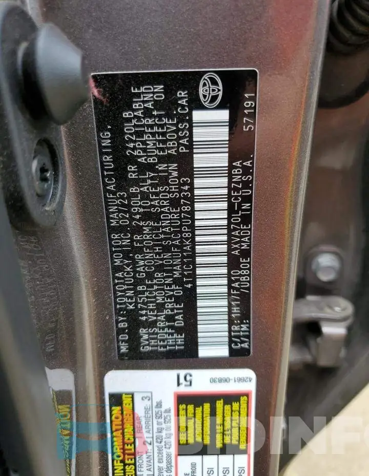 4T1C11AK8PU787343 Photo# 12