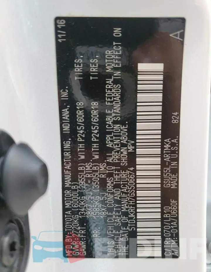 5TDJKRFH7GS506674 Photo# 13