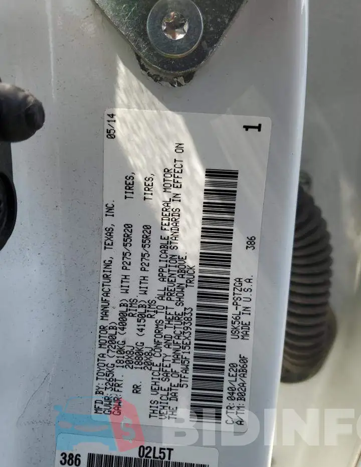 5TFAW5F15EX393833 Photo# 12