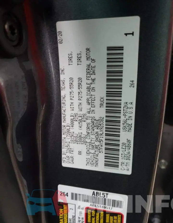5TFAY5F19LX925382 Photo# 12