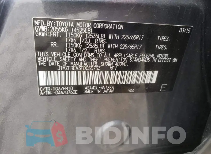 JTMZFREV3FD055753 Photo# 14