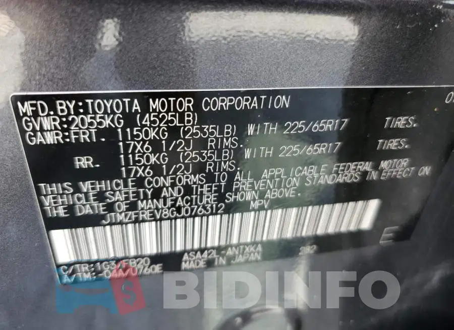 JTMZFREV8GJ076312 Photo# 12