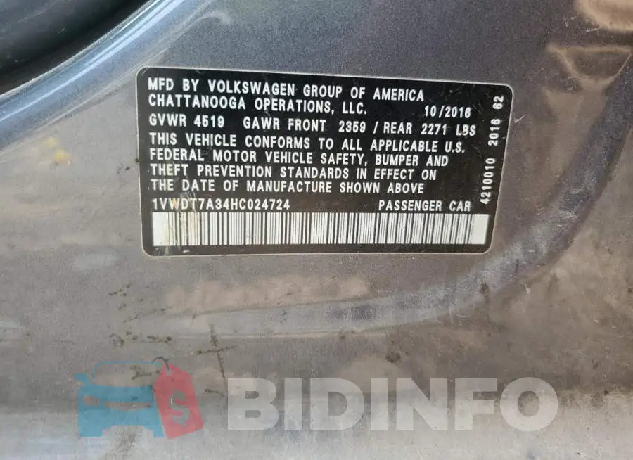 1VWDT7A34HC024724 Photo# 12