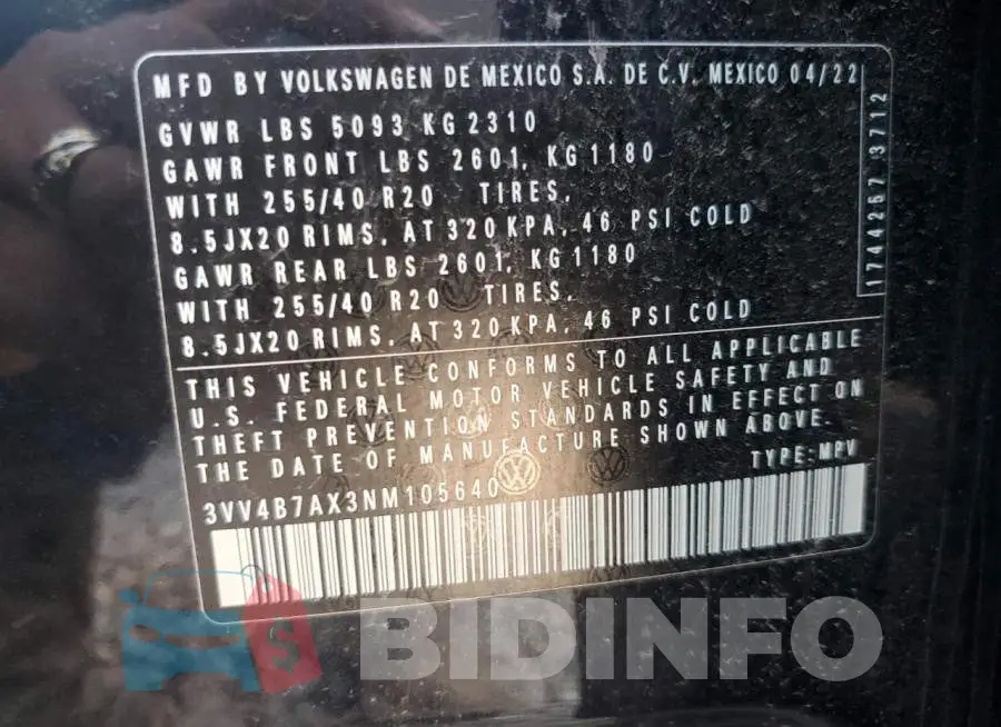 3VV4B7AX3NM105640 Photo# 13