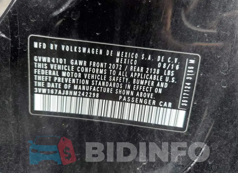 3VW167AJ8HM242298 Photo# 12