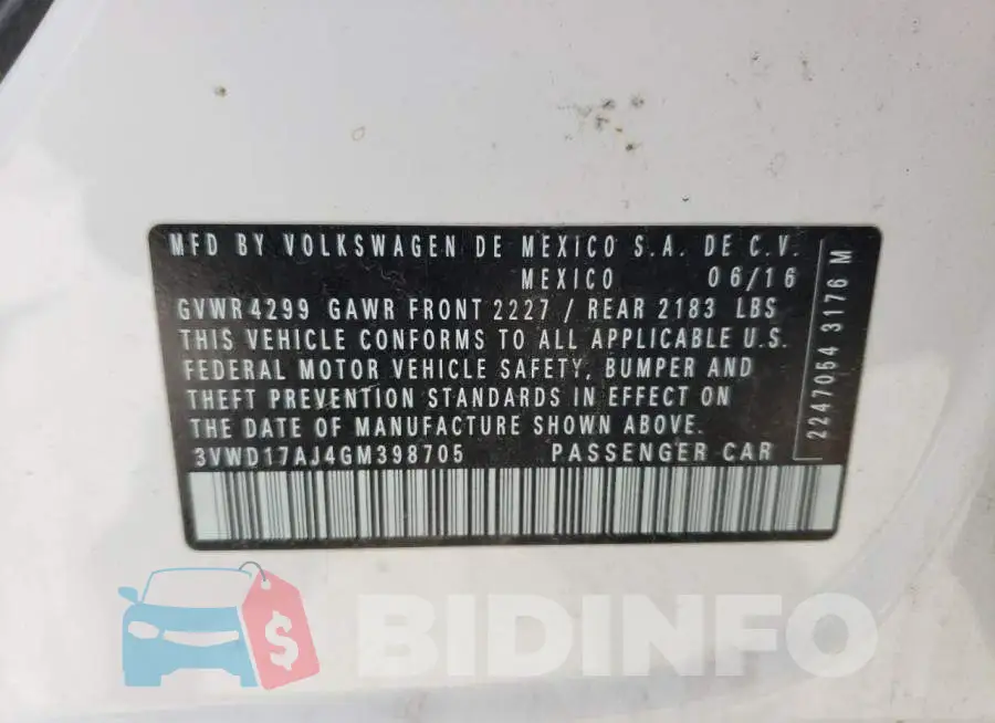 3VWD17AJ4GM398705 Photo# 12