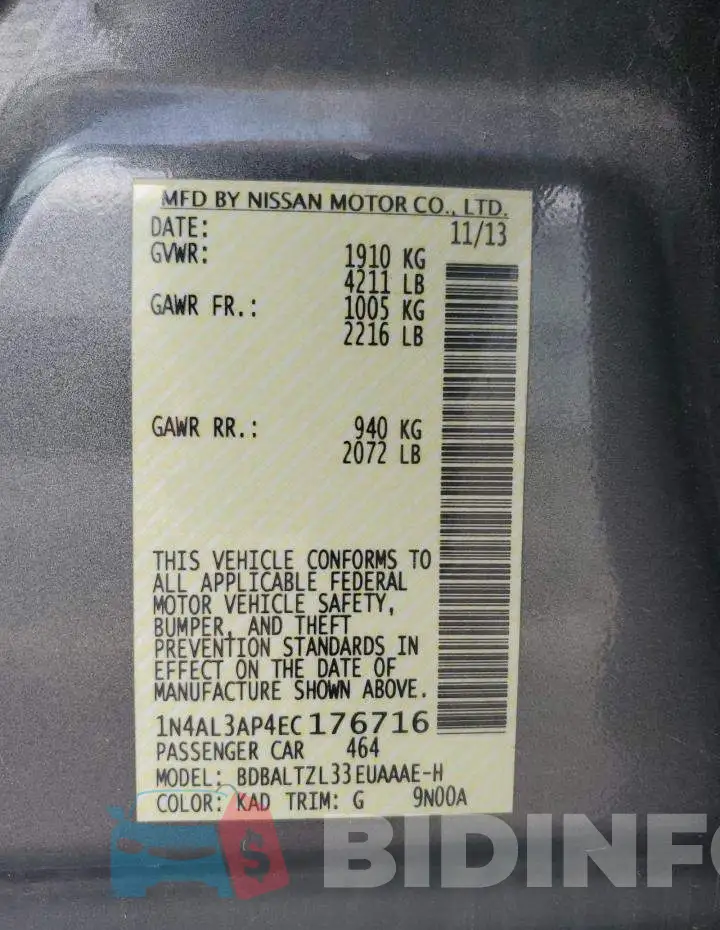 1N4AL3AP4EC176716 Photo# 12