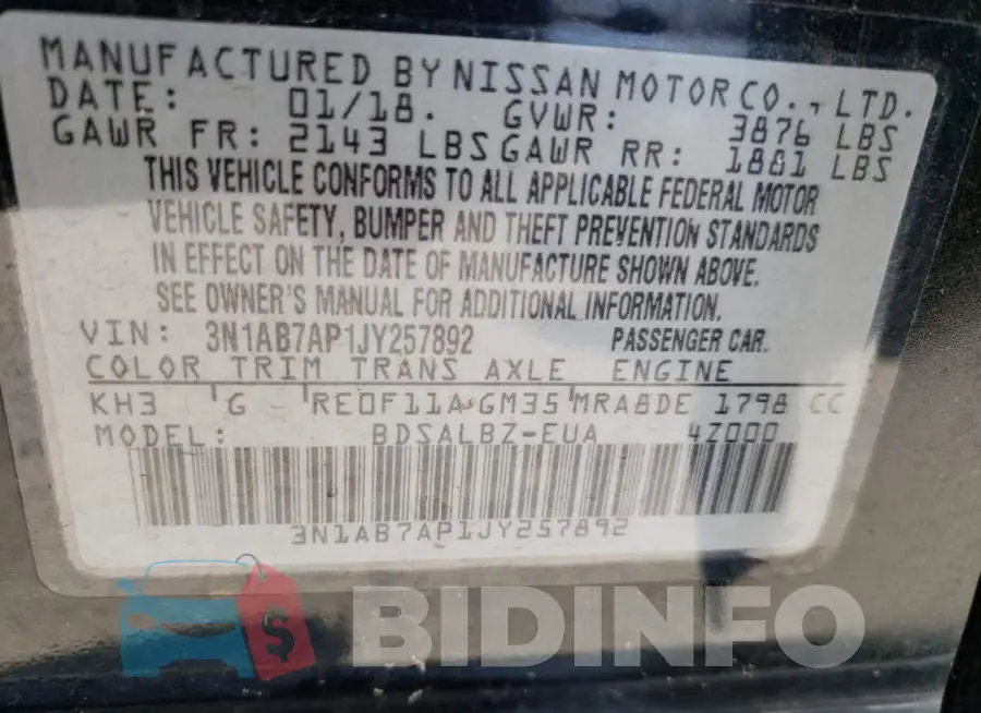 3N1AB7AP1JY257892 Photo# 13