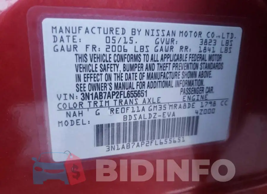 3N1AB7AP2FL655651 Photo# 12