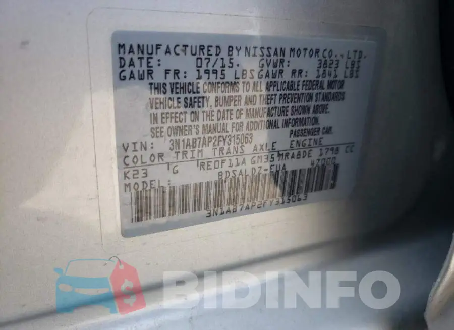 3N1AB7AP2FY315063 Photo# 12