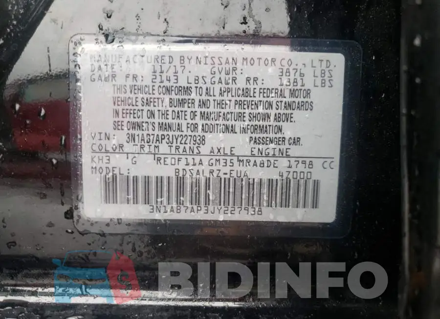3N1AB7AP3JY227938 Photo# 12