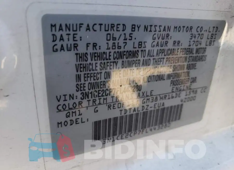 3N1CE2CP7FL443280 Photo# 13