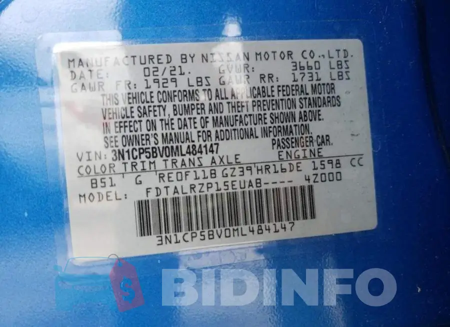 3N1CP5BV0ML484147 Photo# 13