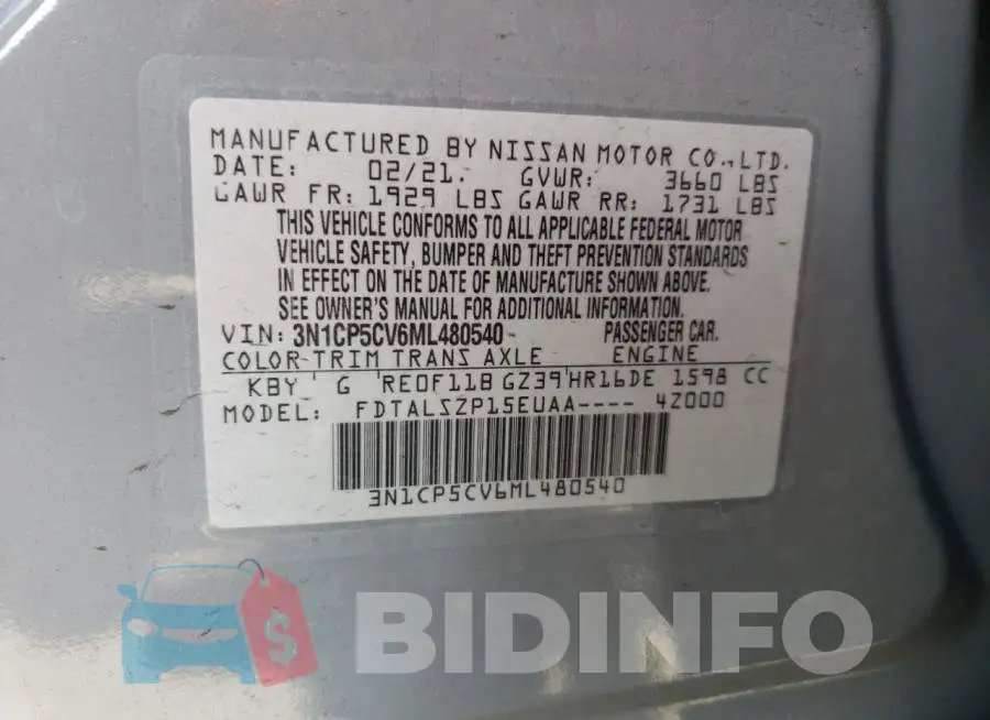 3N1CP5CV6ML480540 Photo# 12