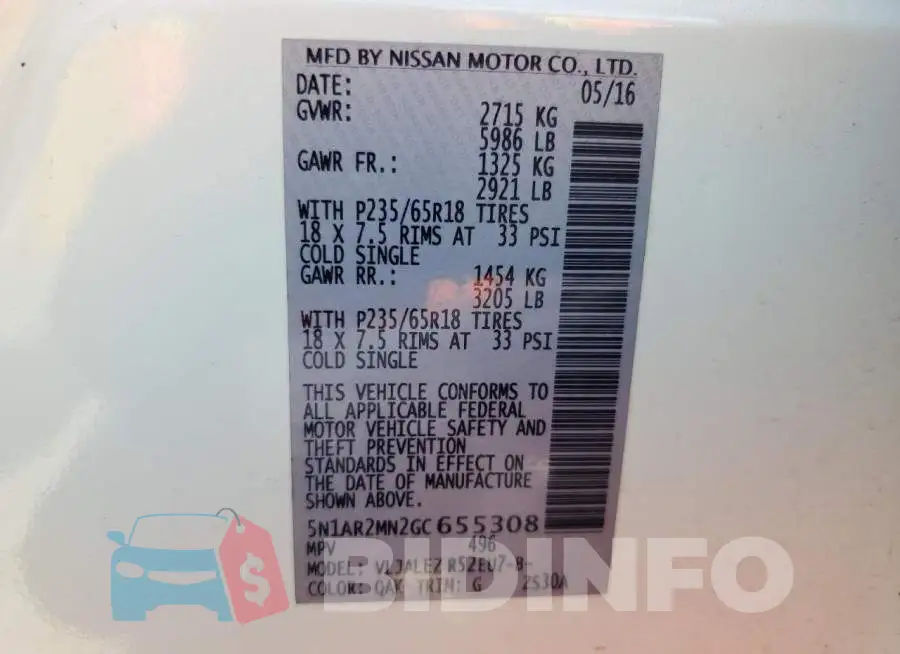 5N1AR2MN2GC655308 Photo# 13
