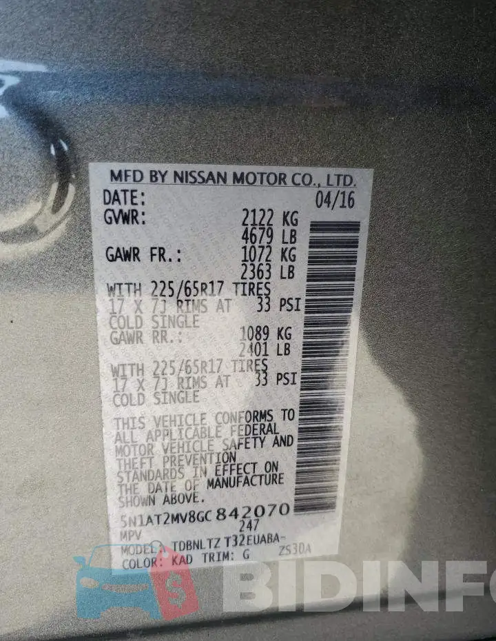 5N1AT2MV8GC842070 Photo# 13