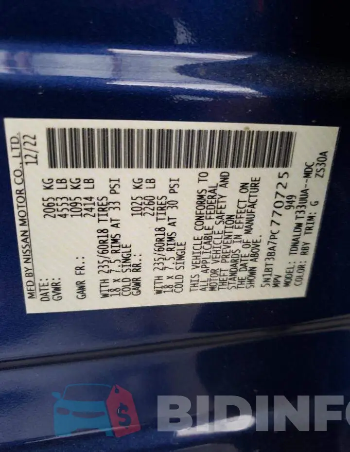 5N1BT3BA7PC770725 Photo# 14