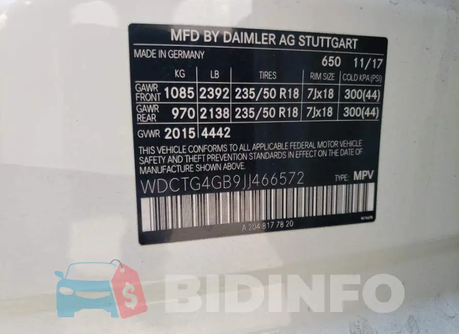 WDCTG4GB9JJ466572 Photo# 13