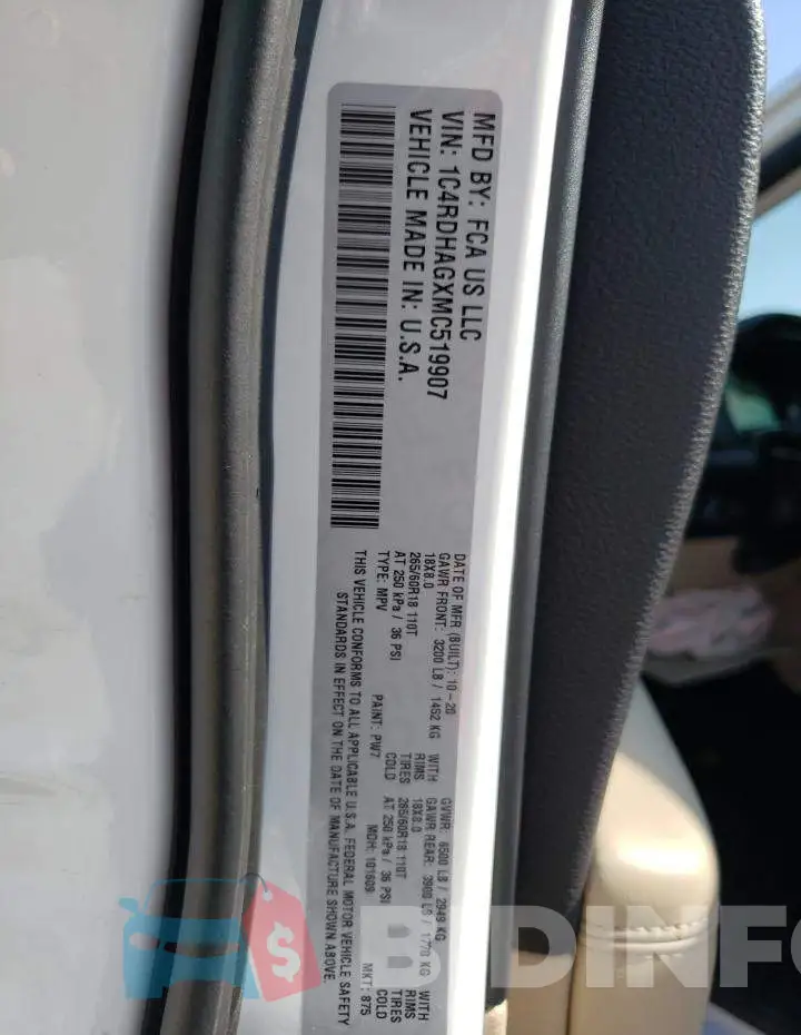 1C4RDHAGXMC519907 Photo# 14