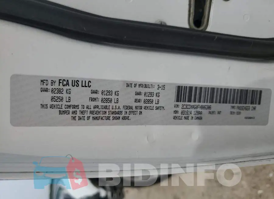 2C3CDXAG0FH806306 Photo# 12