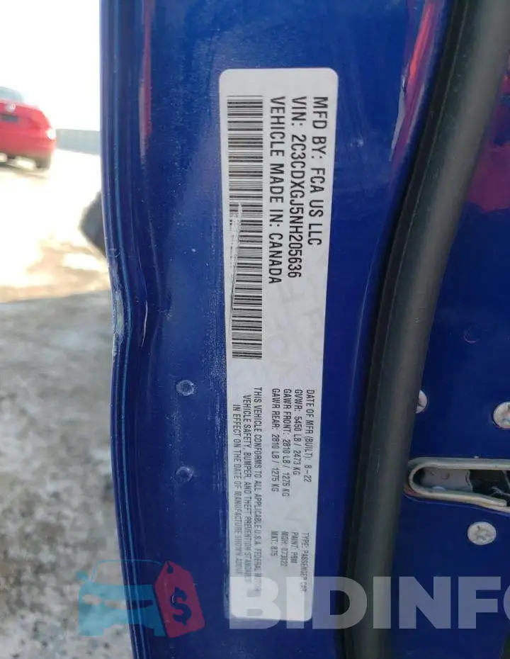 2C3CDXGJ5NH205636 Photo# 13
