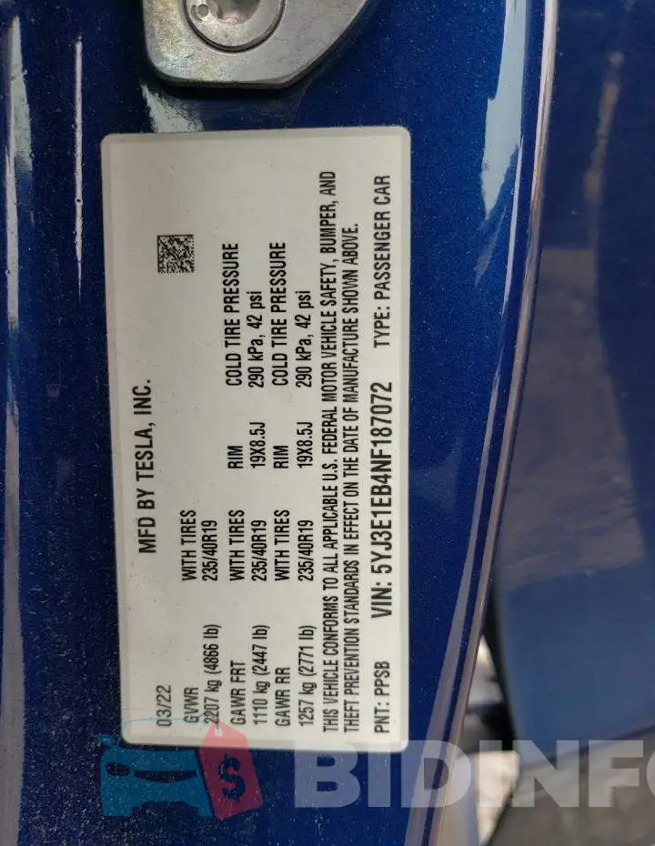 5YJ3E1EB4NF187072 Photo# 12