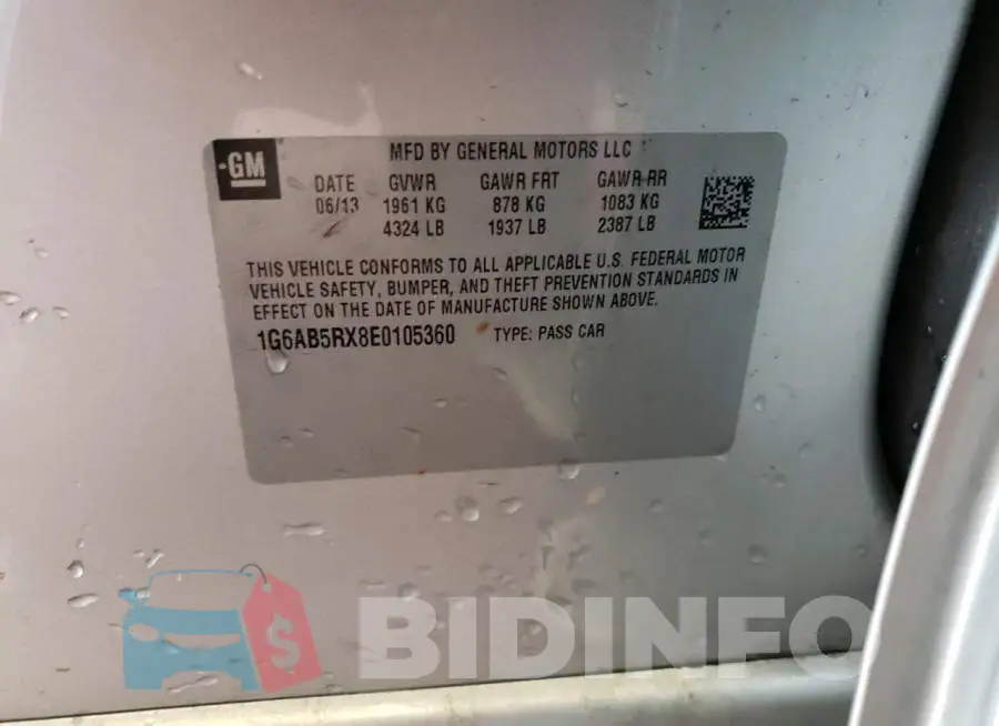 1G6AB5RX8E0105360 Photo# 13