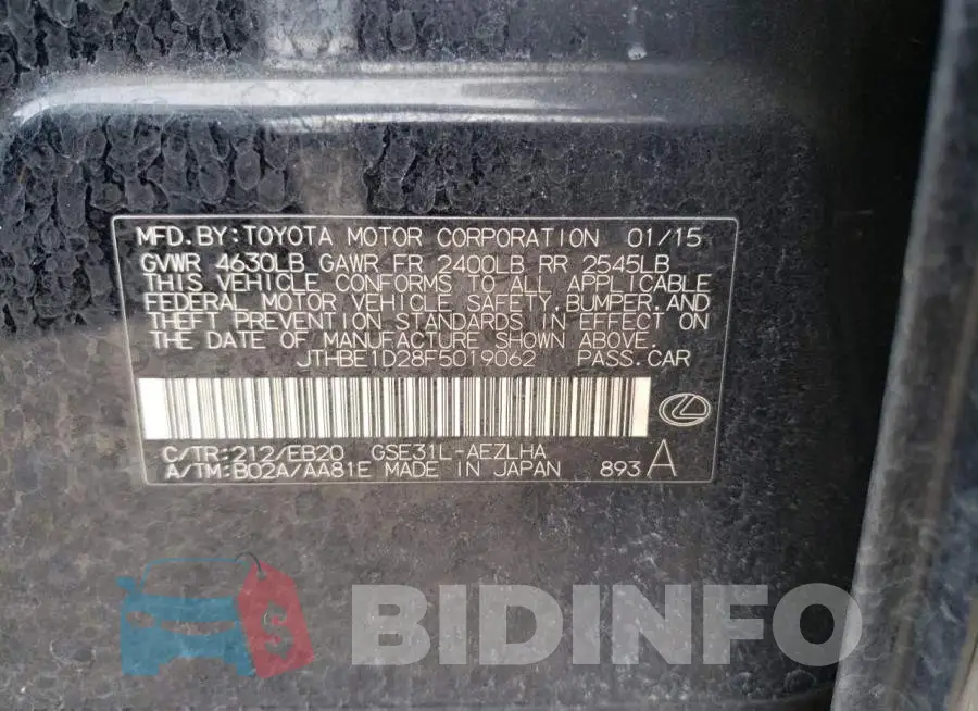 JTHBE1D28F5019062 Photo# 12