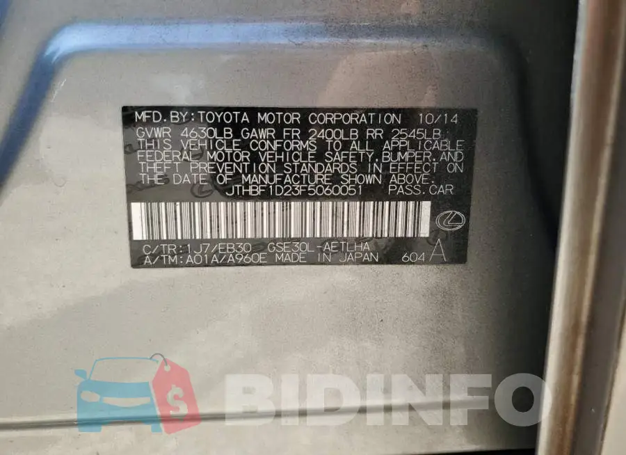 JTHBF1D23F5060051 Photo# 12
