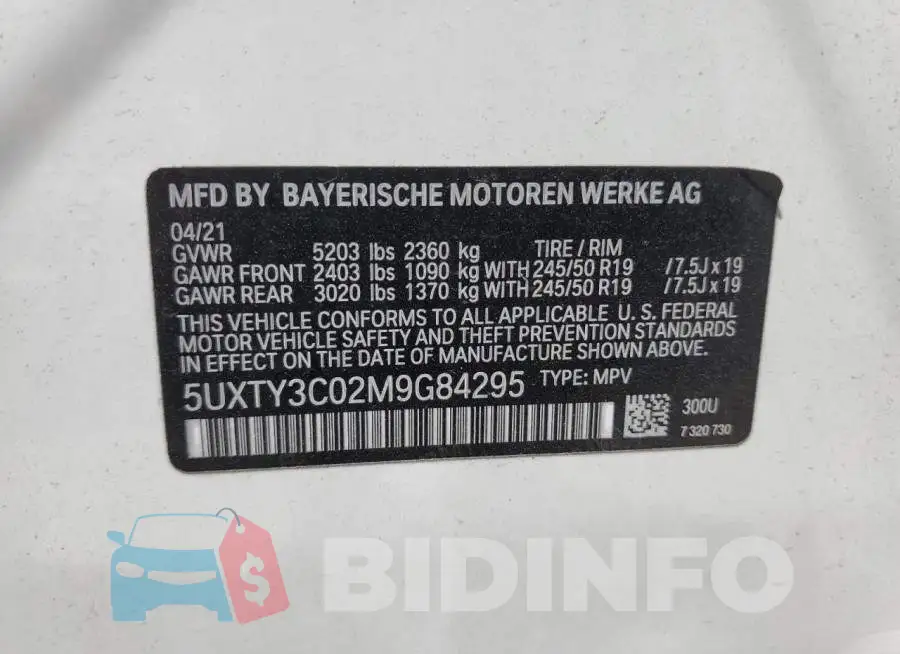 5UXTY3C02M9G84295 Photo# 13