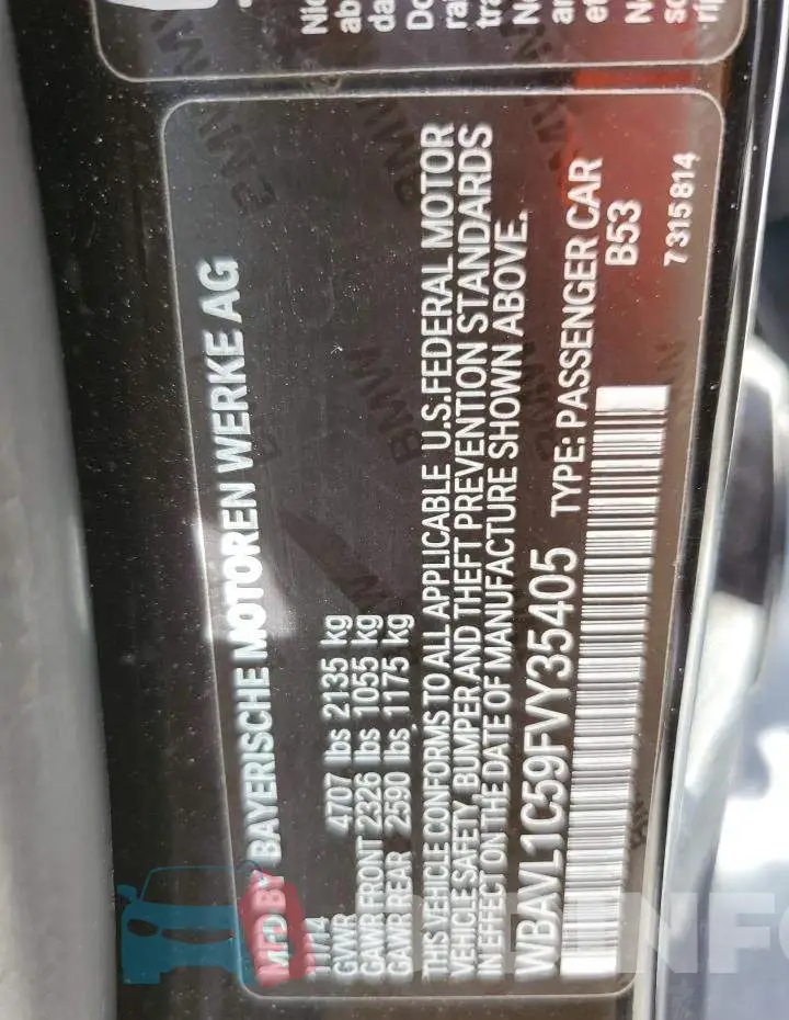 WBAVL1C59FVY35405 Photo# 12