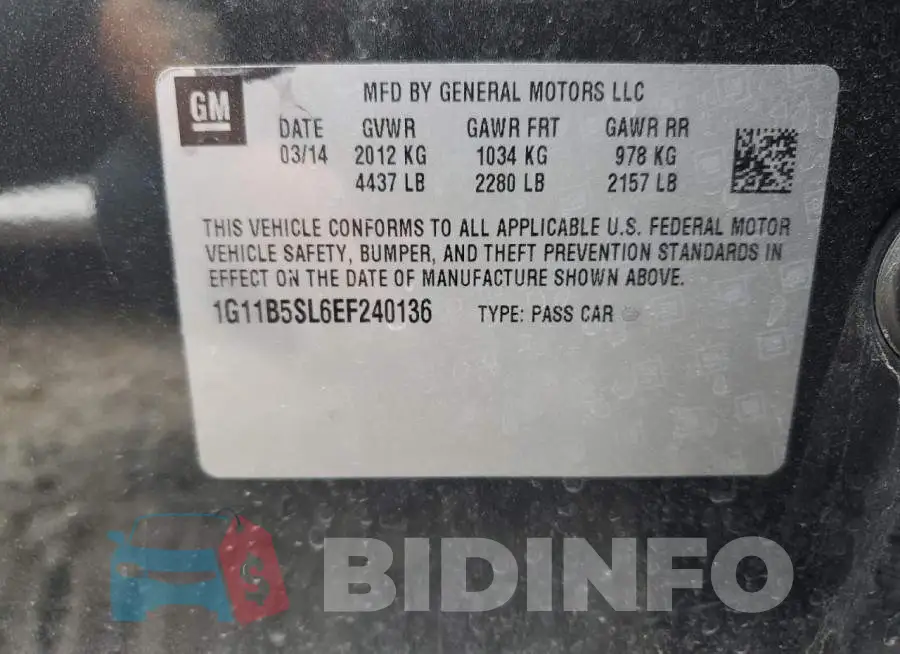 1G11B5SL6EF240136 Photo# 12