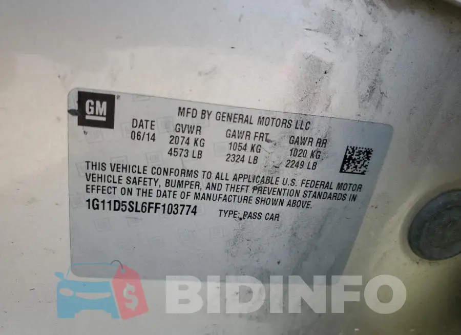 1G11D5SL6FF103774 Photo# 13