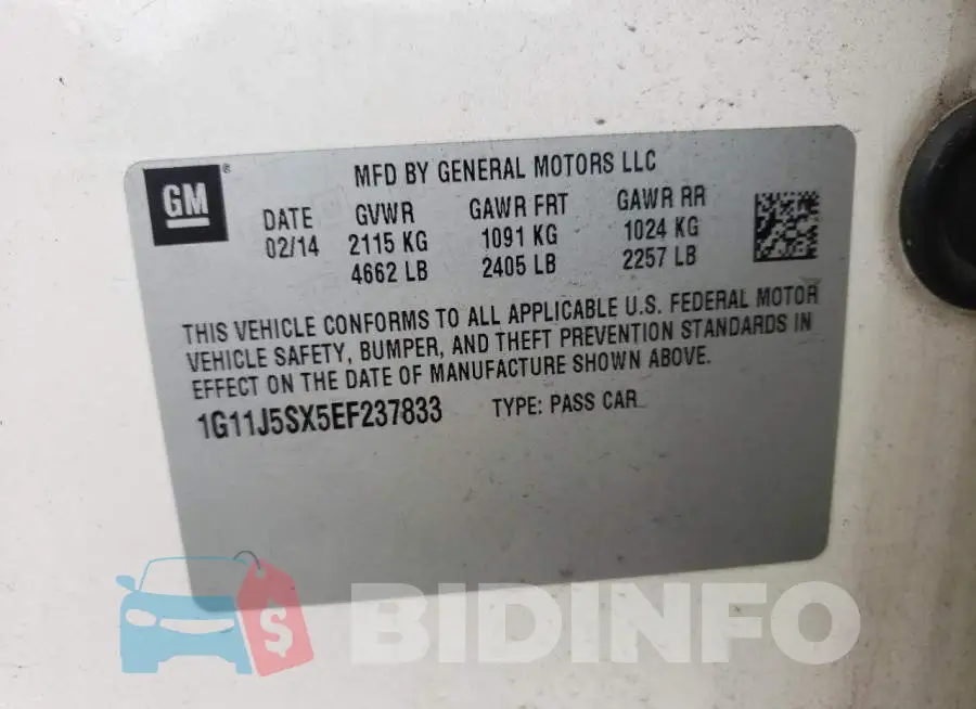 1G11J5SX5EF237833 Photo# 12