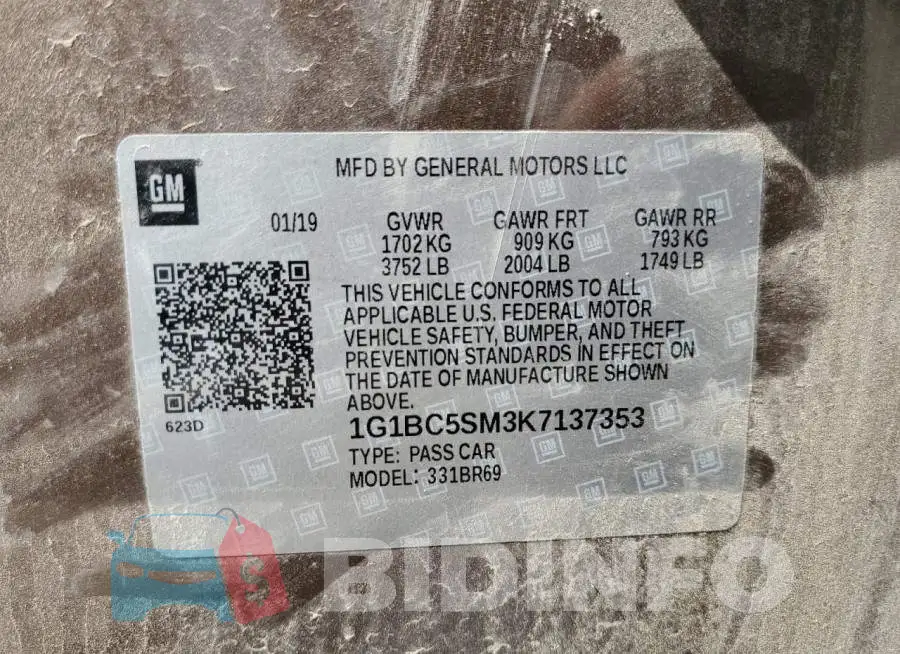 1G1BC5SM3K7137353 Photo# 12