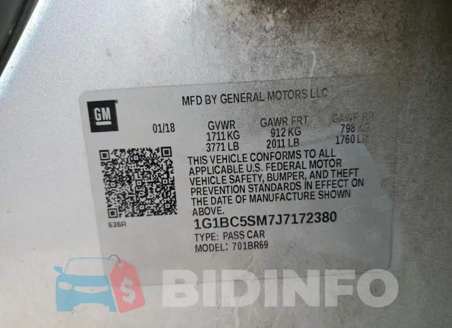 1G1BC5SM7J7172380 Photo# 13