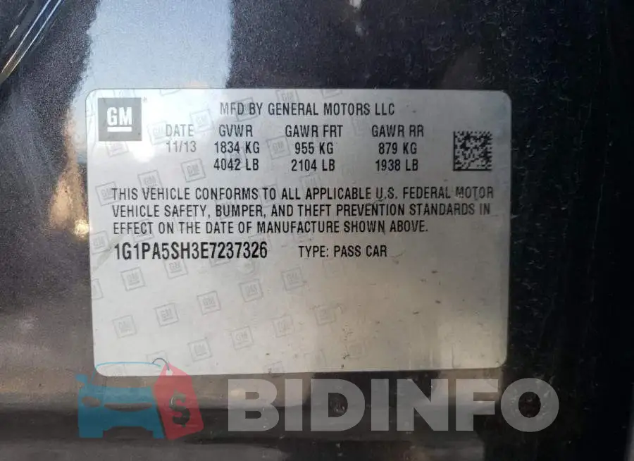 1G1PA5SH3E7237326 Photo# 12