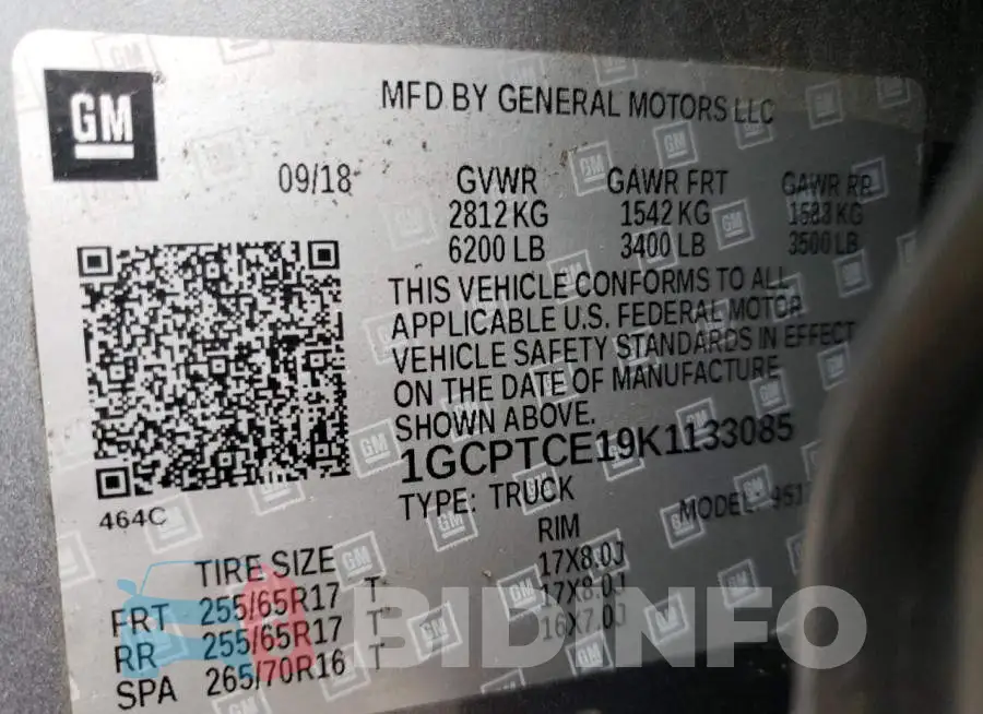 1GCPTCE19K1133085 Photo# 12