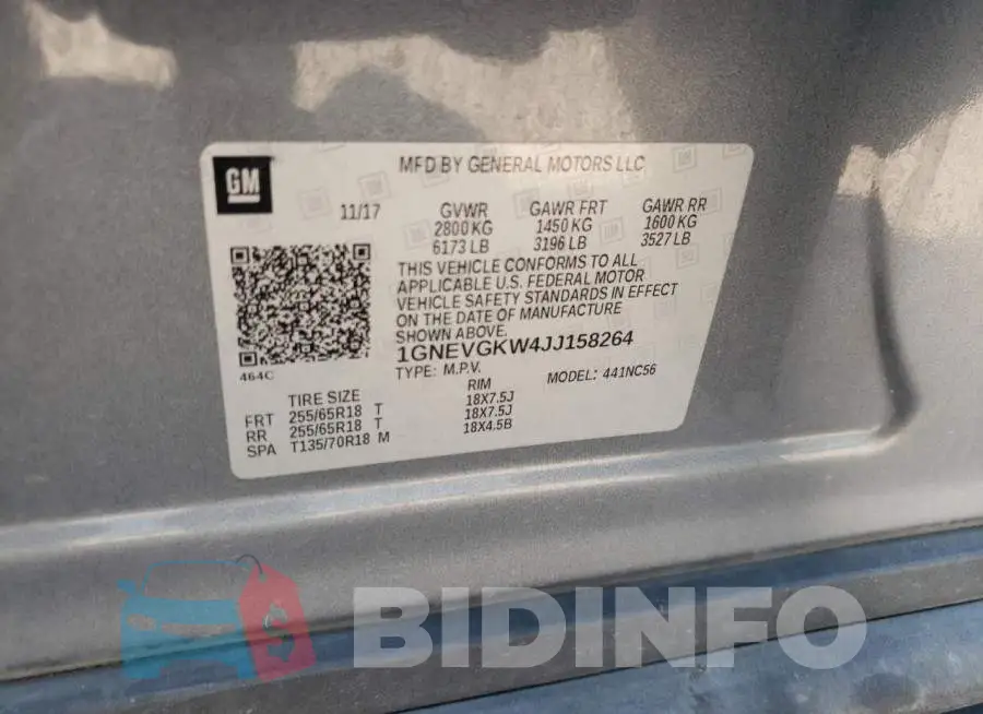 1GNEVGKW4JJ158264 Photo# 13