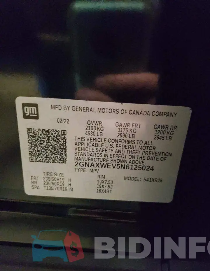 2GNAXWEV5N6125024 Photo# 14
