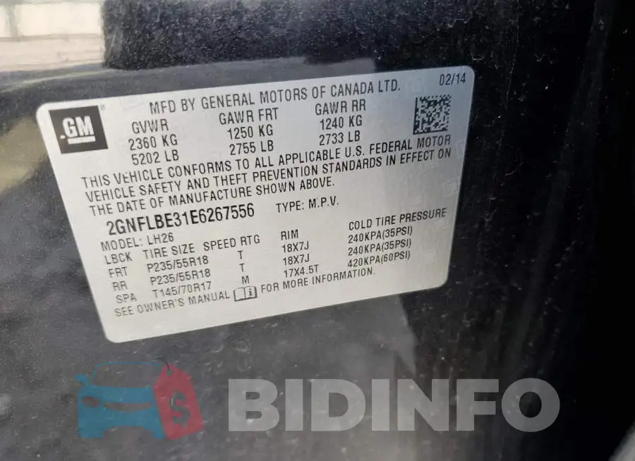 2GNFLBE31E6267556 Photo# 13
