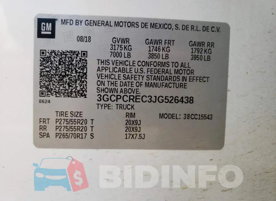 3GCPCREC3JG526438 Photo# 12